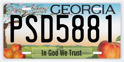 GA license plate PSD5881