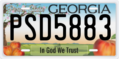 GA license plate PSD5883