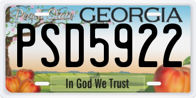 GA license plate PSD5922