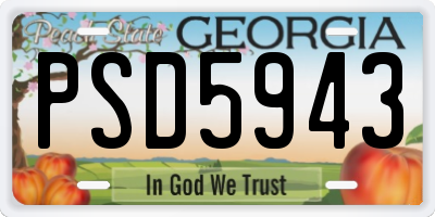 GA license plate PSD5943