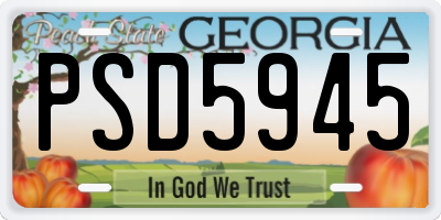 GA license plate PSD5945