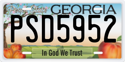 GA license plate PSD5952