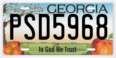 GA license plate PSD5968