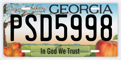 GA license plate PSD5998