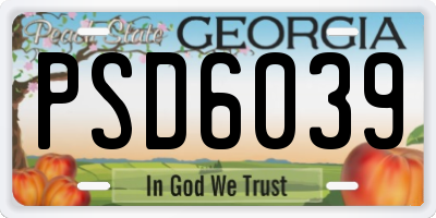 GA license plate PSD6039