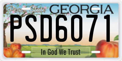 GA license plate PSD6071