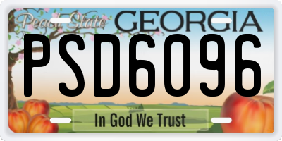 GA license plate PSD6096