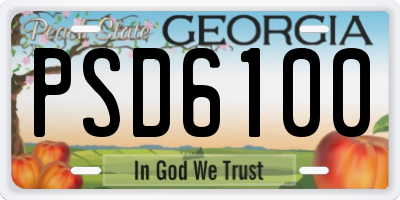 GA license plate PSD6100