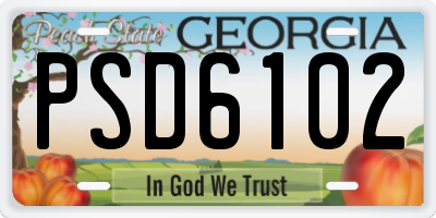 GA license plate PSD6102