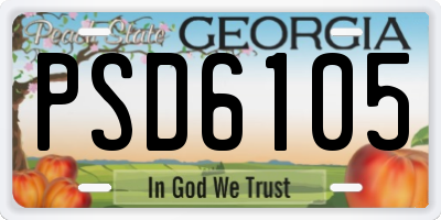 GA license plate PSD6105