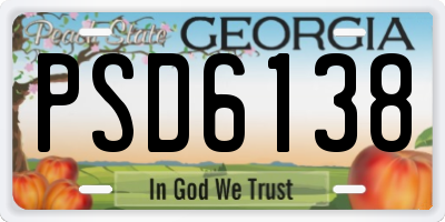 GA license plate PSD6138