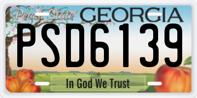 GA license plate PSD6139
