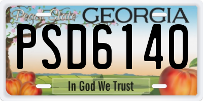 GA license plate PSD6140