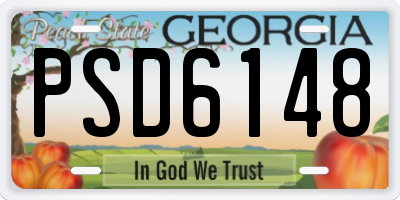GA license plate PSD6148