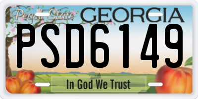GA license plate PSD6149