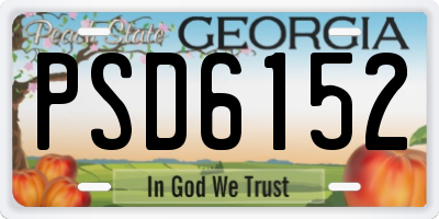 GA license plate PSD6152