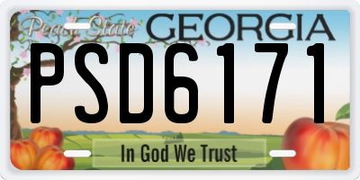 GA license plate PSD6171