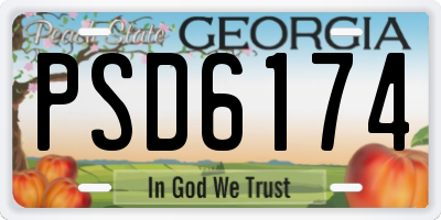 GA license plate PSD6174