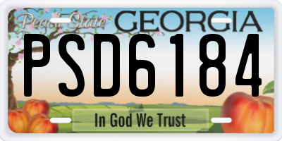 GA license plate PSD6184