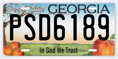 GA license plate PSD6189