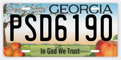 GA license plate PSD6190