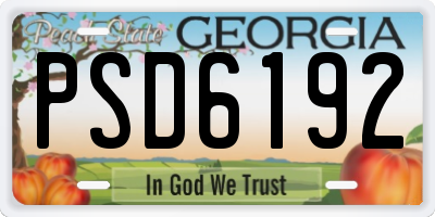GA license plate PSD6192