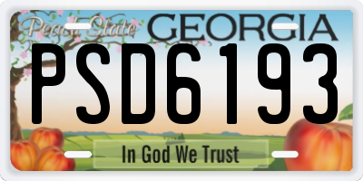 GA license plate PSD6193