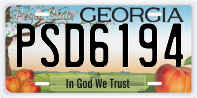 GA license plate PSD6194