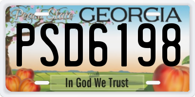 GA license plate PSD6198