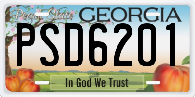 GA license plate PSD6201