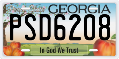 GA license plate PSD6208