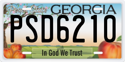 GA license plate PSD6210