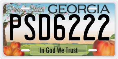 GA license plate PSD6222