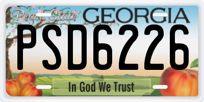 GA license plate PSD6226