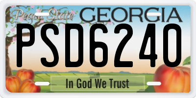 GA license plate PSD6240