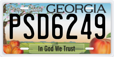 GA license plate PSD6249