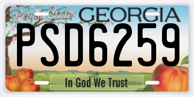 GA license plate PSD6259