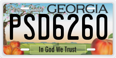 GA license plate PSD6260