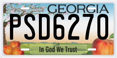 GA license plate PSD6270