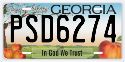 GA license plate PSD6274