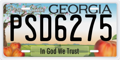GA license plate PSD6275