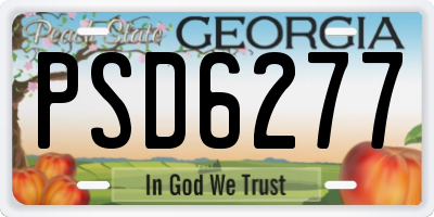 GA license plate PSD6277