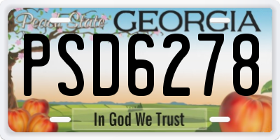 GA license plate PSD6278