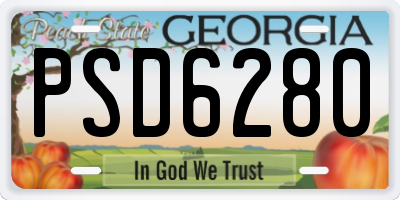 GA license plate PSD6280