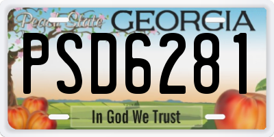 GA license plate PSD6281