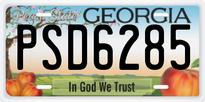 GA license plate PSD6285