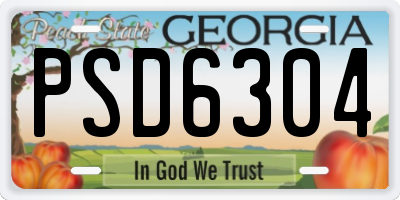 GA license plate PSD6304