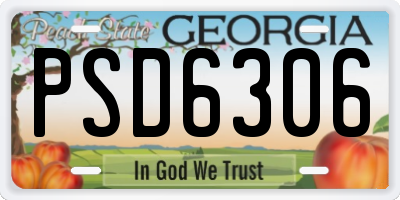 GA license plate PSD6306