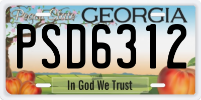 GA license plate PSD6312