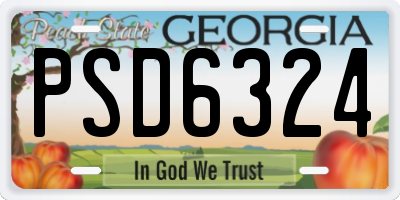 GA license plate PSD6324